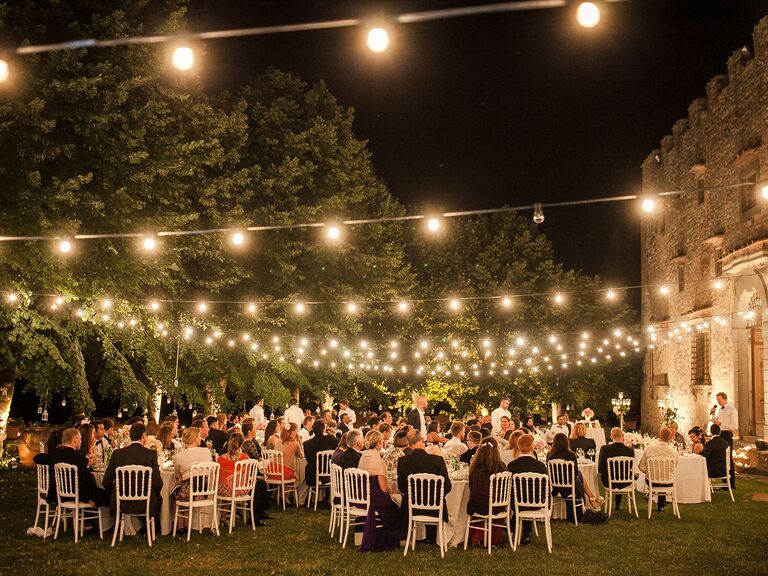 string lights in a reception