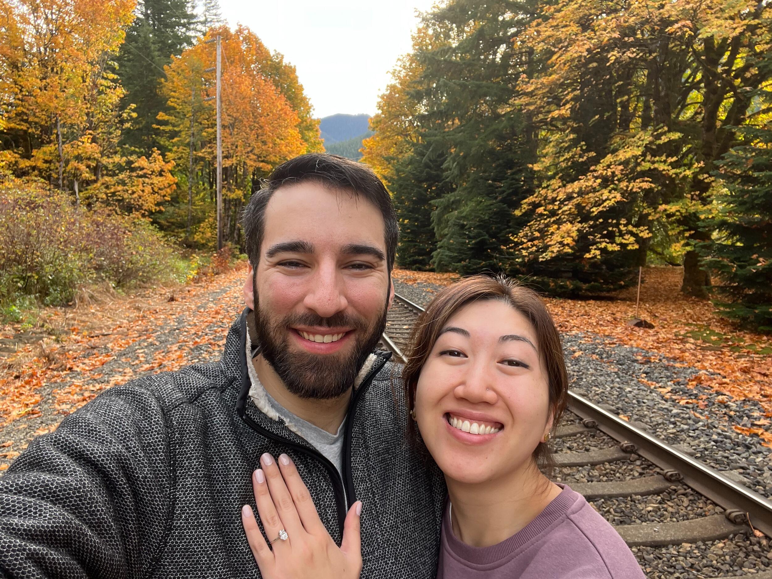 Brian plans a romantic getaway at a cabin in Skykomish to propose. After weeks of researching, planning, and making reservations at local restaurants, Brian's well thought out plans were derailed, as both Brian and Edith got COVID right before the trip. 

Determined to make the most of a tough situation, Brian and Edith still made it out to the cabin in the woods. After a day of exploring the outdoors, they return to the cabin for some rest. There, in the middle of the kitchen, Brian gets down on one knee and says: "Whether we get eaten by a bear in the woods, or die from COVID, I want to spend the rest of my life with you- Will you marry me?"

It was an easy "yes" for Edith. The newly engaged couple celebrated this momentous night with pasta and Prego sauce. The night couldn't be more perfect. 