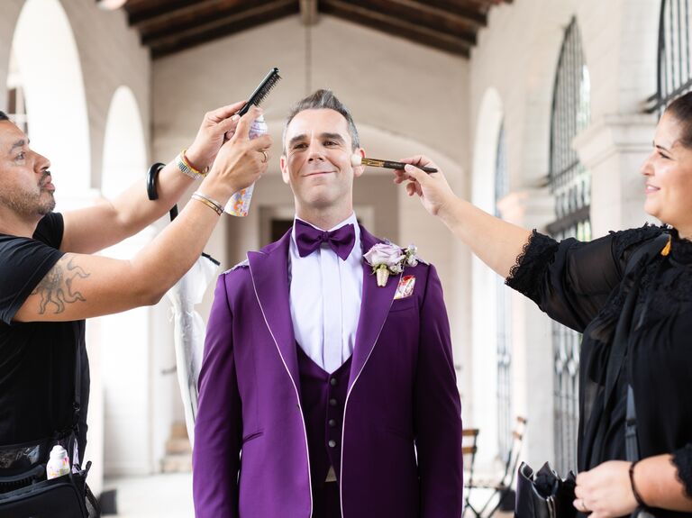 groom getting ready for wedding day