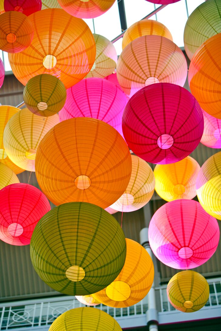 bright colored paper lanterns