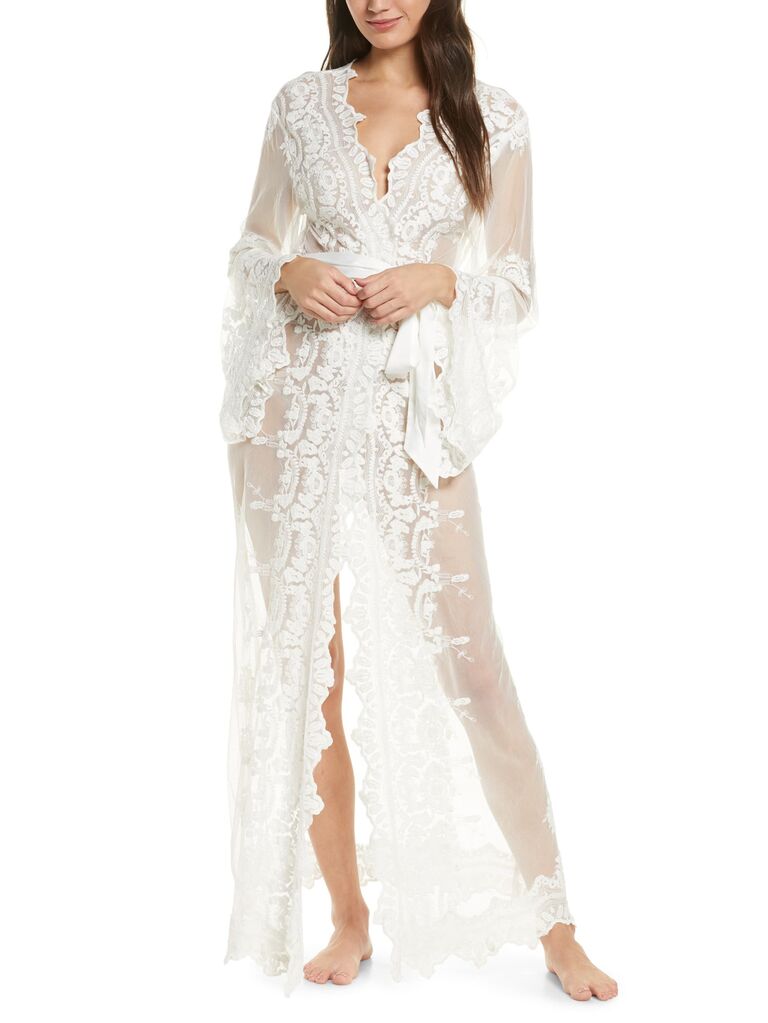 white silk robe bride