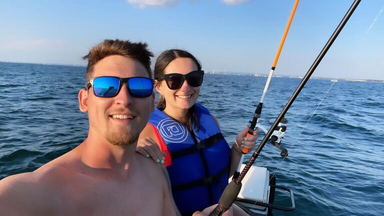 After work lake date nights with drinks and competitive fishing!