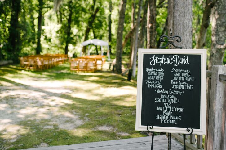 White Wood Framed Chalkboard Wedding Program