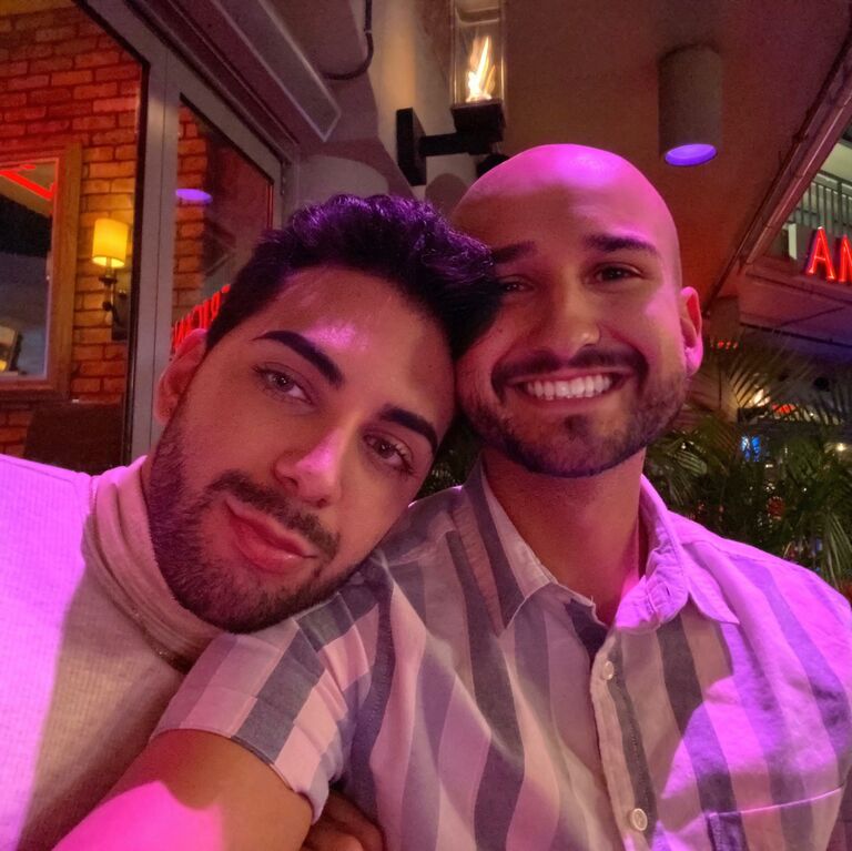 Matthew and Manny first met on Halloween night at the bar Bradleys in Ybor. Manny was dressed as a zombie, and Matthew was dressed at a Starbucks zombie barista. They exchanged Snapchat accounts and the rest is history! At the time, Matthew was working on local political campaigns and Manny had just moved to Tampa after accepting a job in the COVID unit at Tampa General Hospital.