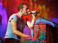 Chris Martin of Coldplay performing.