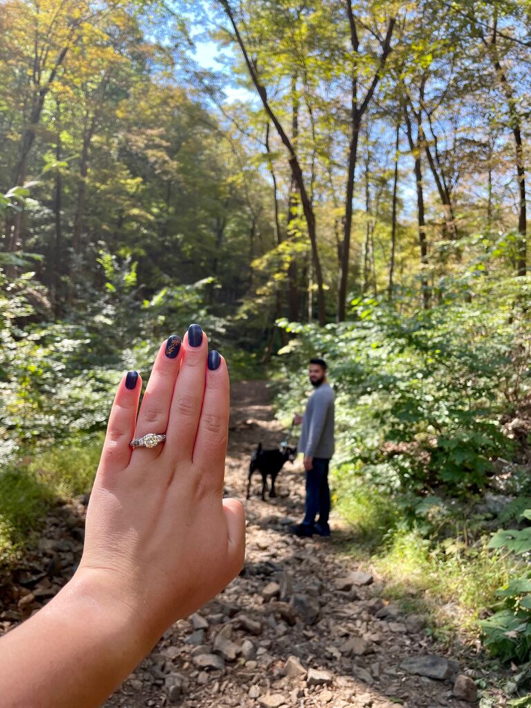Sam & Pete spent the weekend hiking in nature while soaking in & celebrating the beginning of their lives together, with Nova of course!