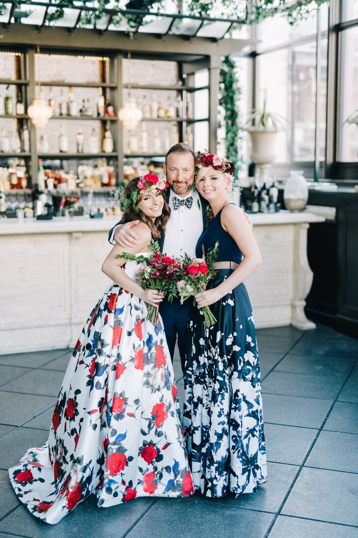 navy floral bridesmaid dress