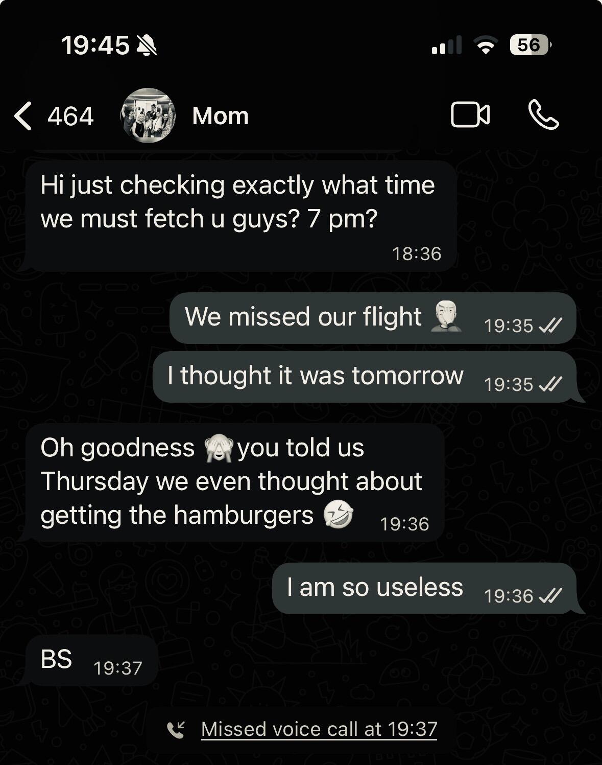 Missed flight...