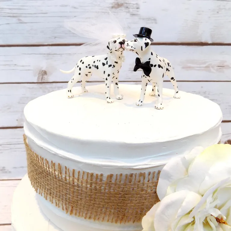 Bride and Groom Dalmatian Dog Wedding Cake Topper