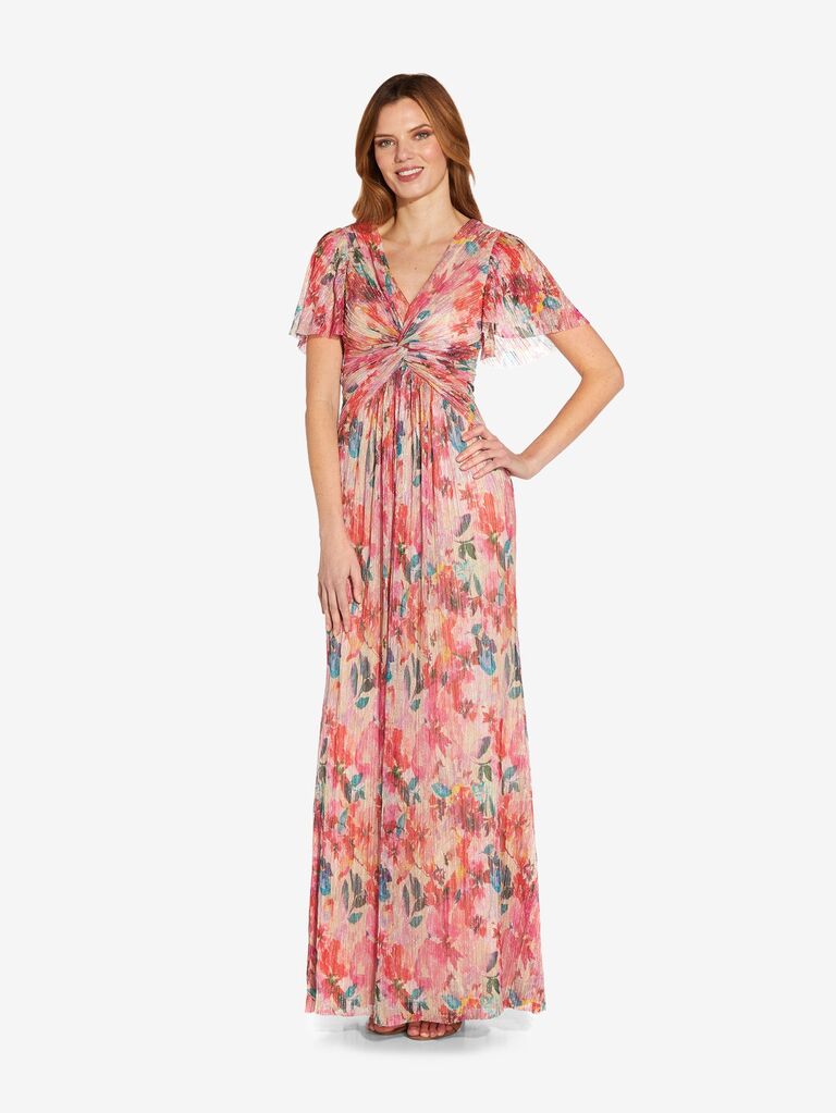 Floral beach bridesmaids dress by Adrianna Papell. 