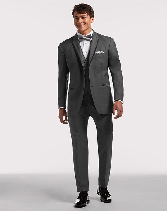 MEN’S WEARHOUSE Joseph Abboud Charcoal Satin Edge Notch Lapel Tux ...