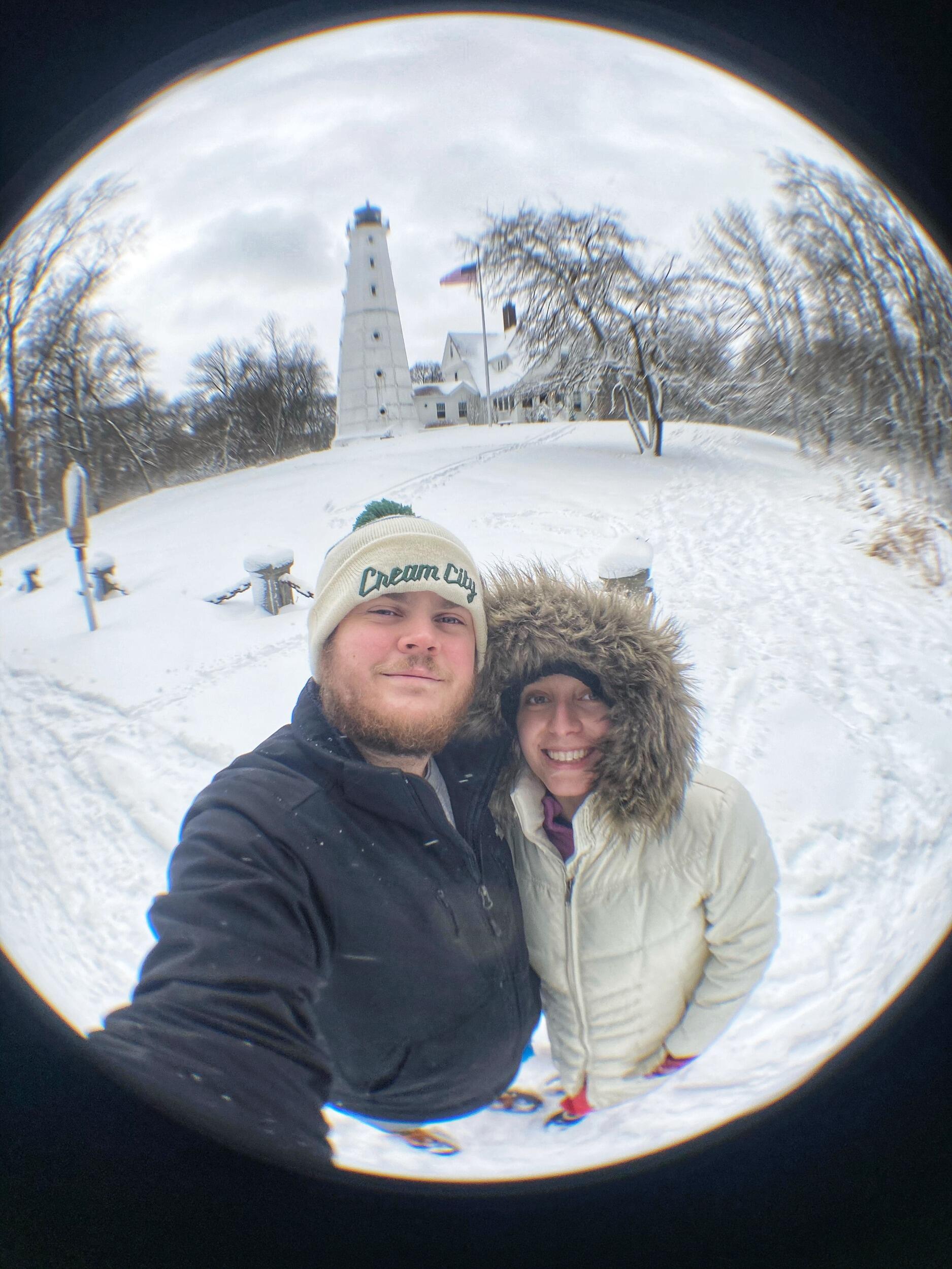 Griffin's first Wisconsin winter (Don't ask him how he got the snow off his car)