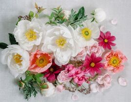 Fresh roses, cosmos and Icelandic poppies