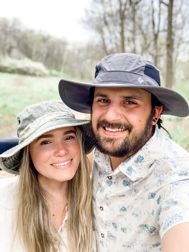 Hiking a new trail in our matchy matchy bucket hats