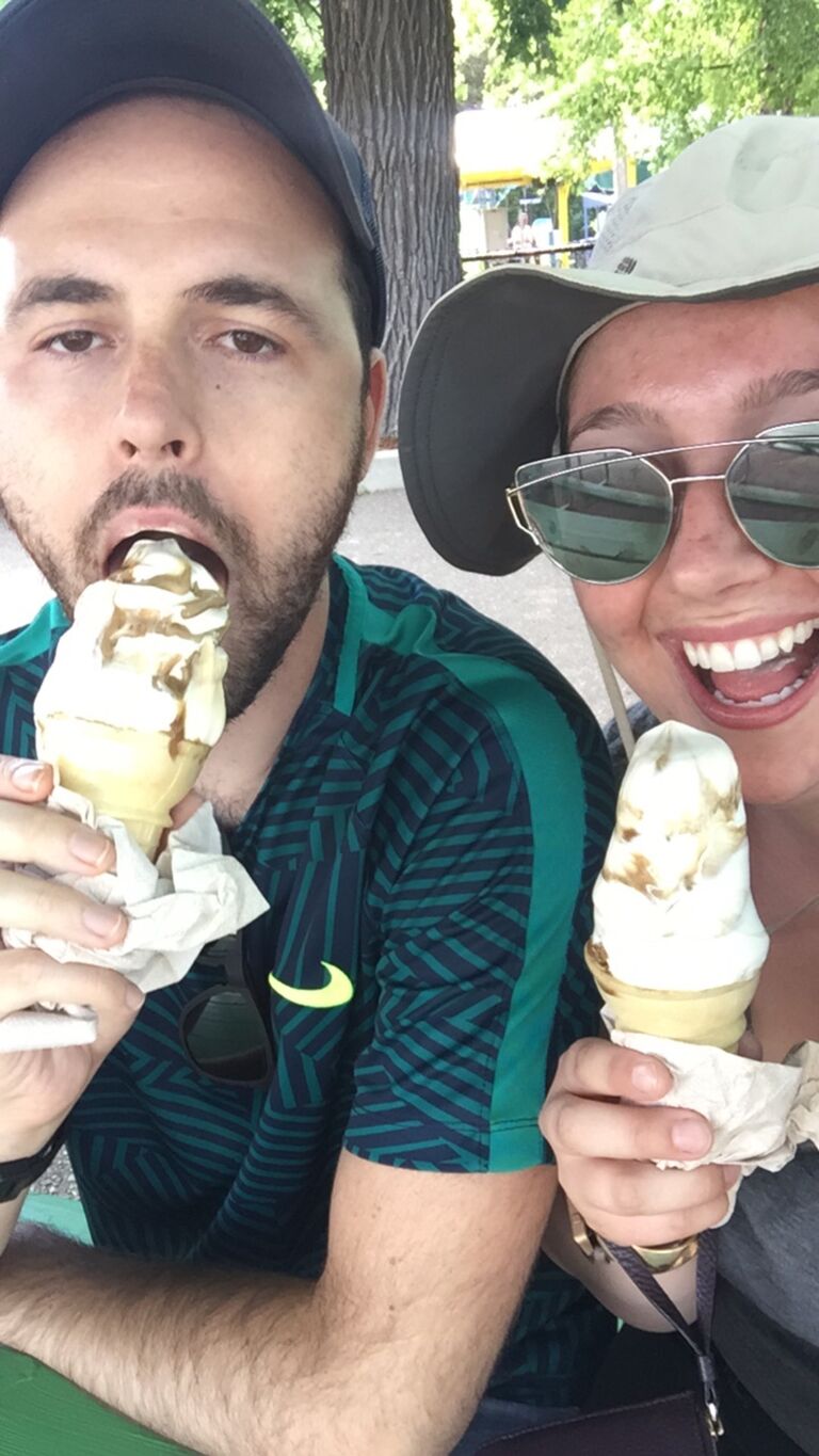 Zoe and Max searching for a place to live in Minnesota and enjoying ice cream at the Como Zoo.