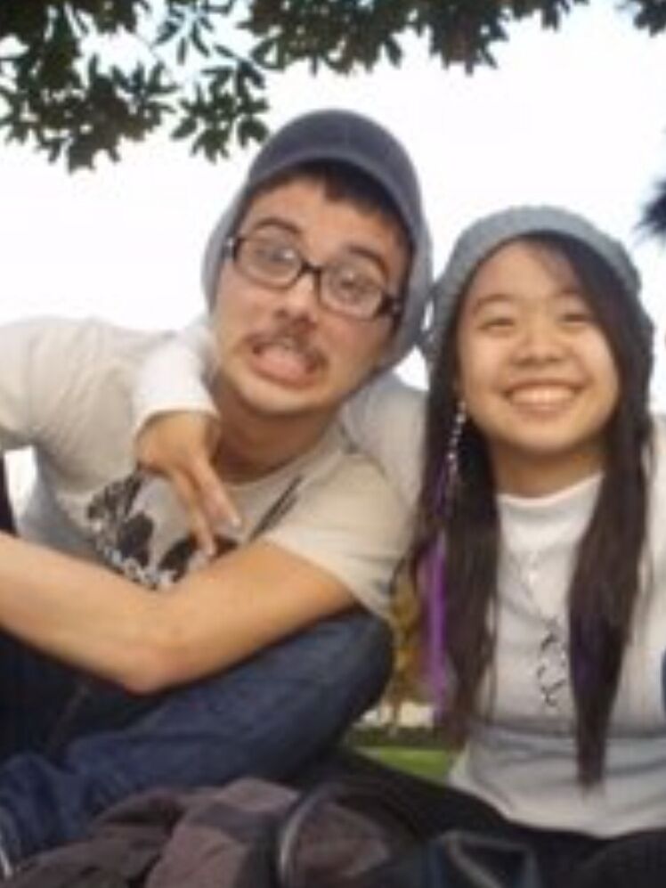 Chilling on Thao's steps