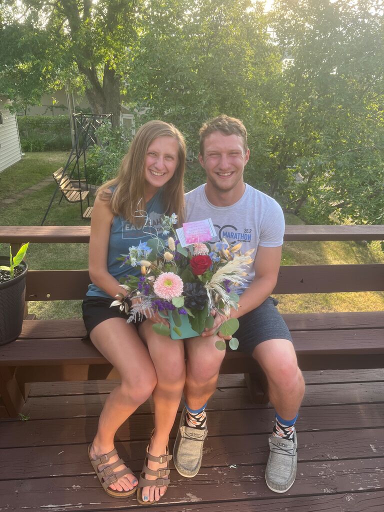 Our 1 year anniversary together! Daniel got Julia flowers that were Taylor Swift themed!