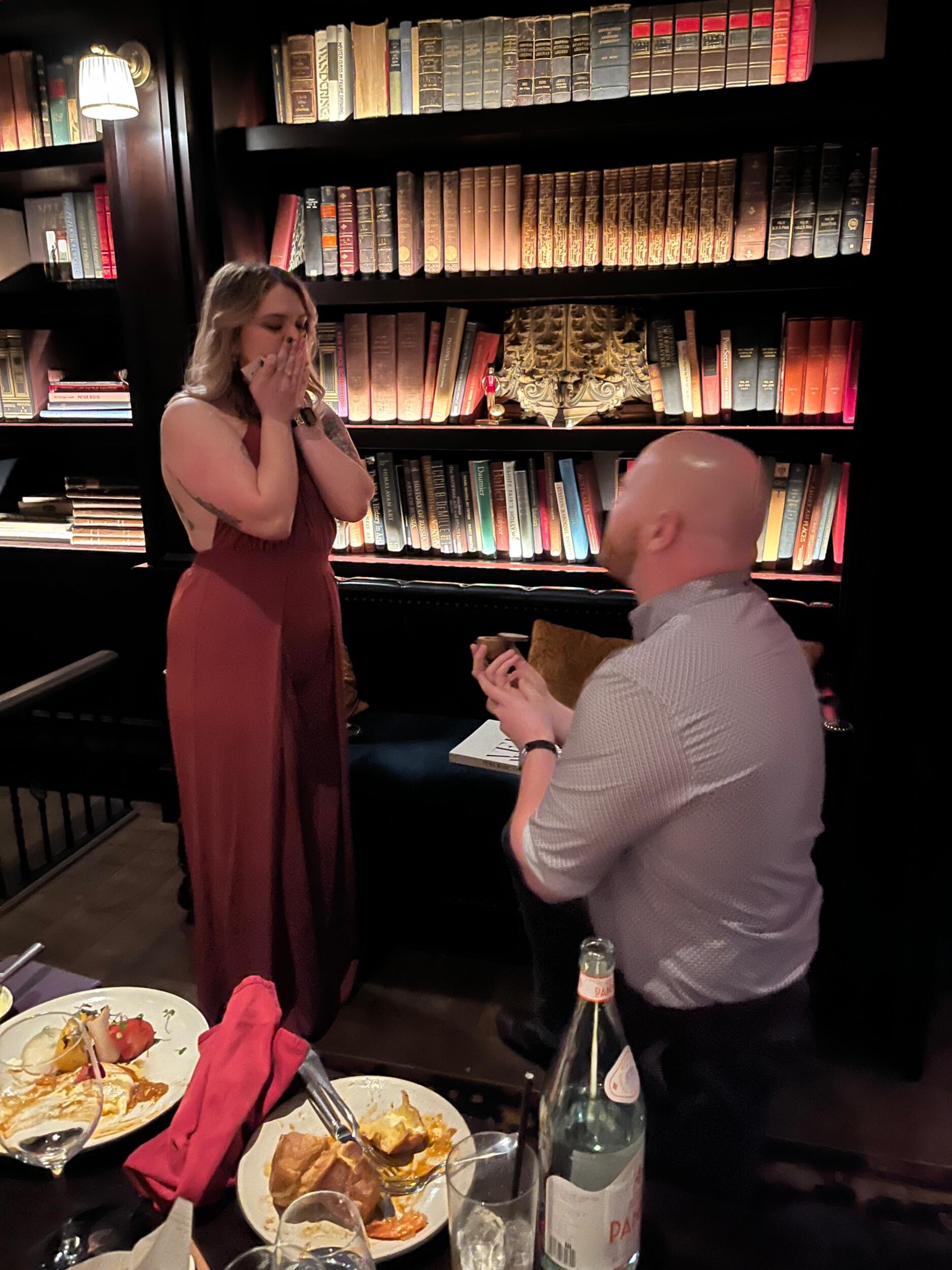 Blake proposes at The Nomad Library in Las Vegas