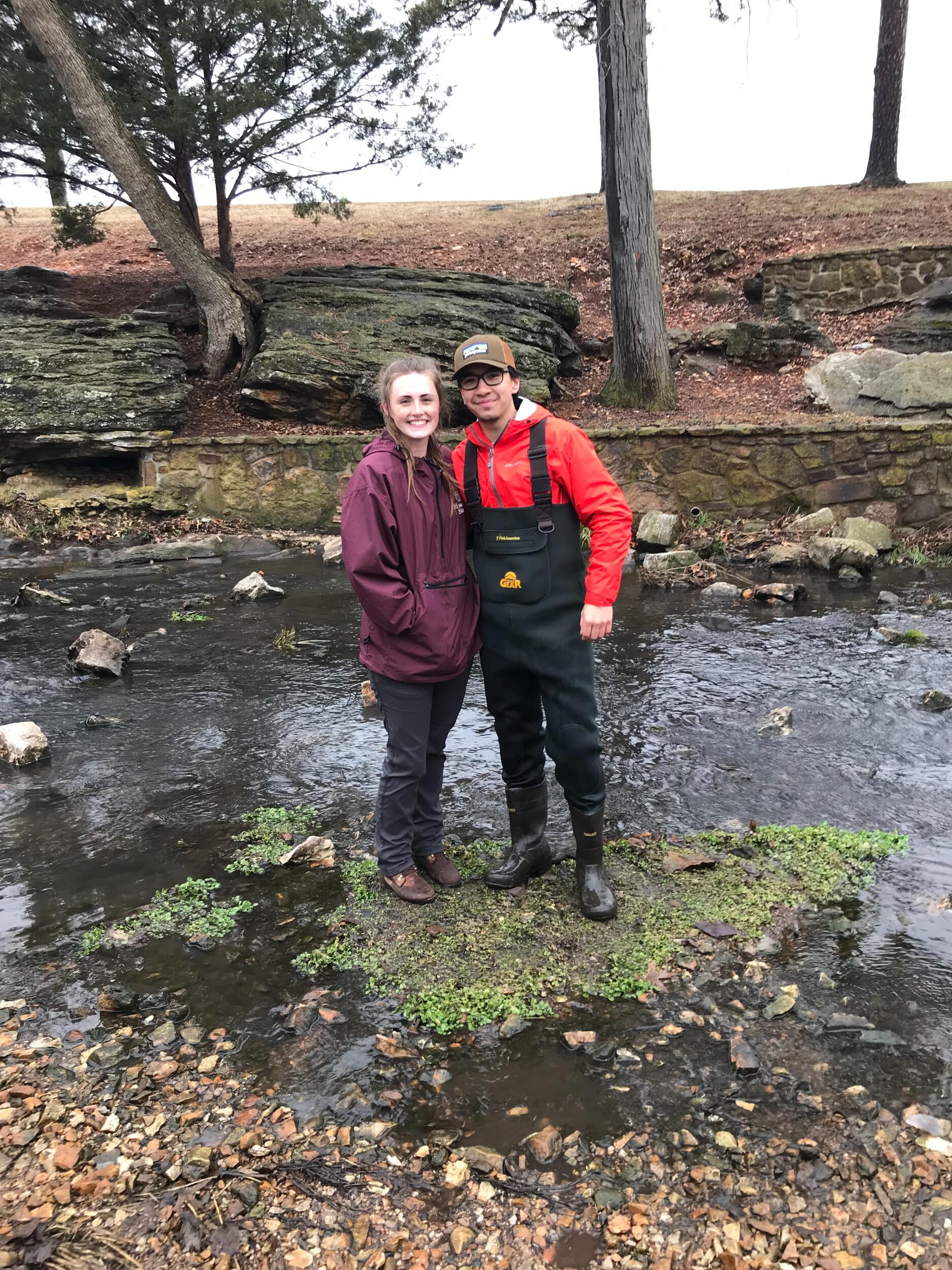 Our first time sampling in a stream together! The Wildlife Society adopted a stream and worked hard at keeping it clean and conducting water quality tests. Little did we know this was not our last time sampling streams together...