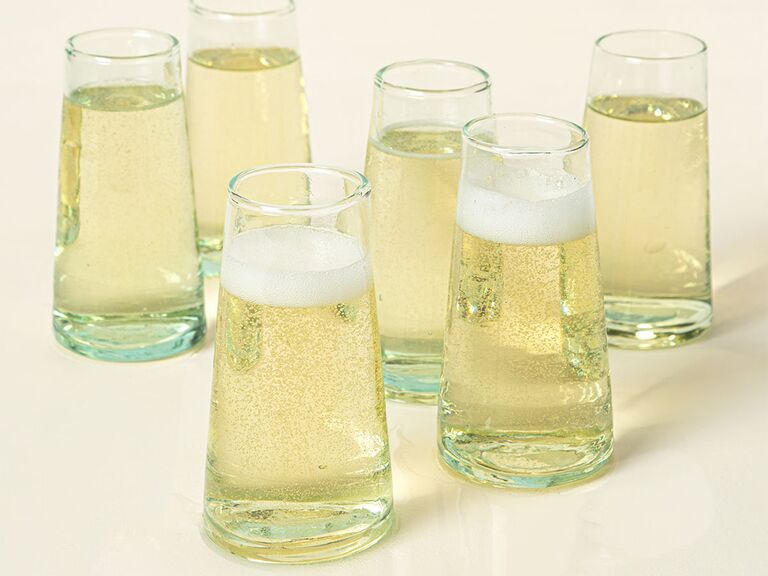 Stemless champagne flutes with wide bottom and narrow top