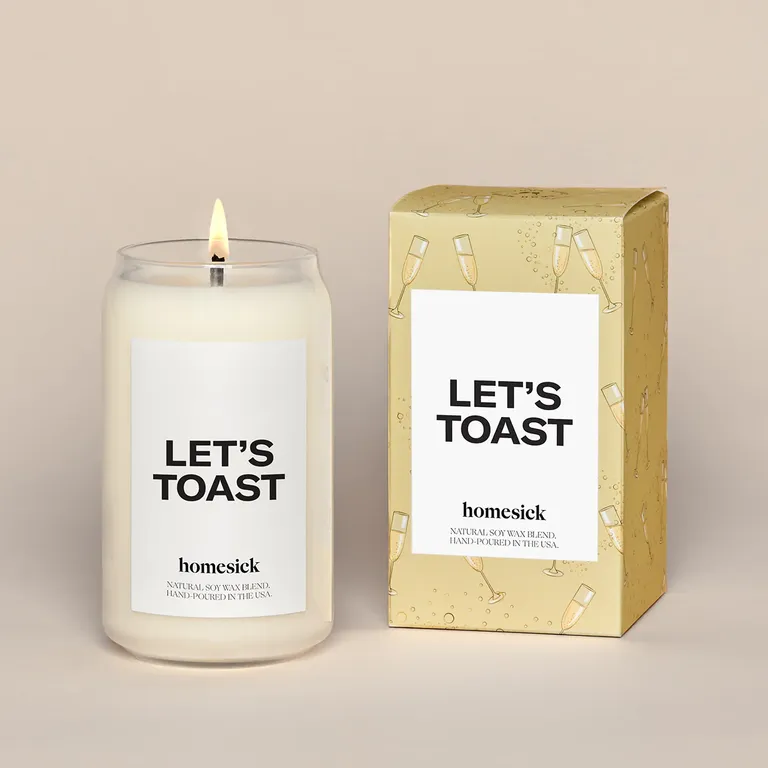 Champagne-Scented Candle engagement gift idea from parents