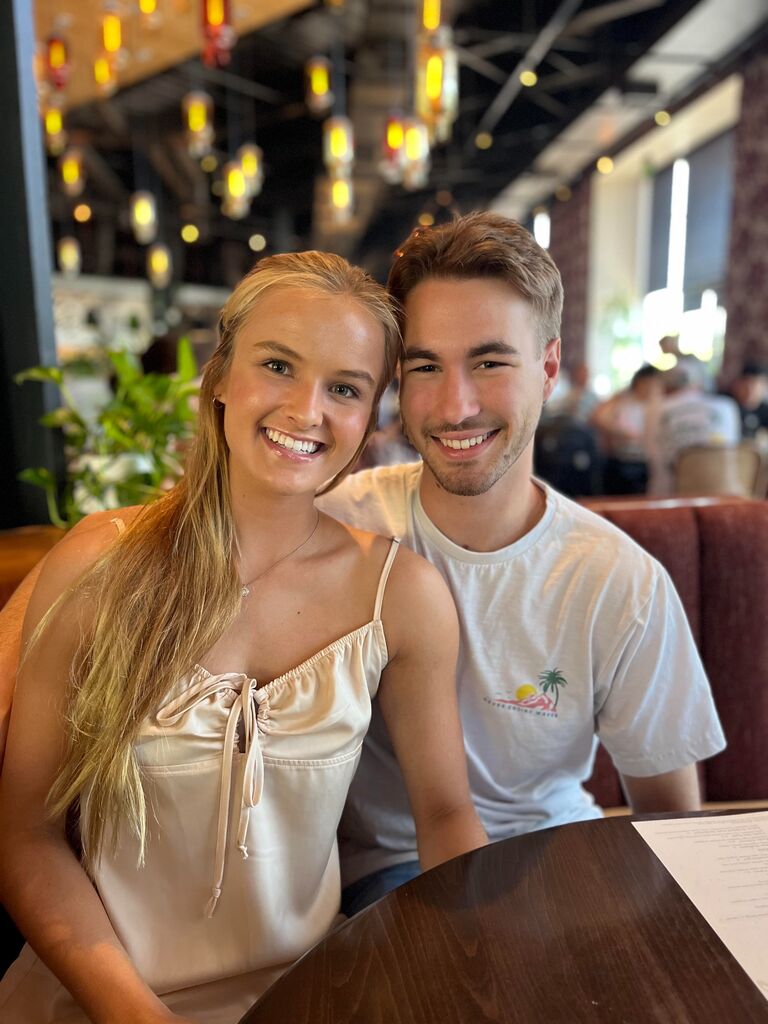 Corbin and Sarah now. Senior year in college, engaged, and excited to get married!