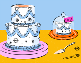 Illustration of two wedding cakes