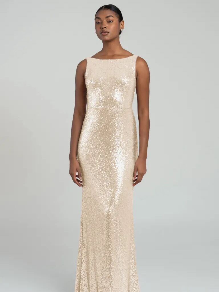 Fitted column sequin gown