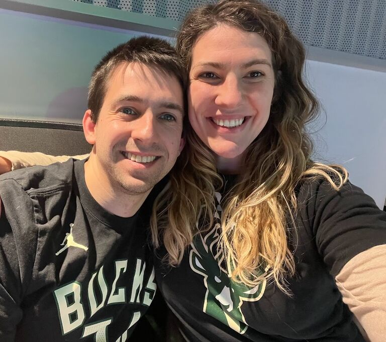 Milwaukee Bucks game together. One of our many common interests!