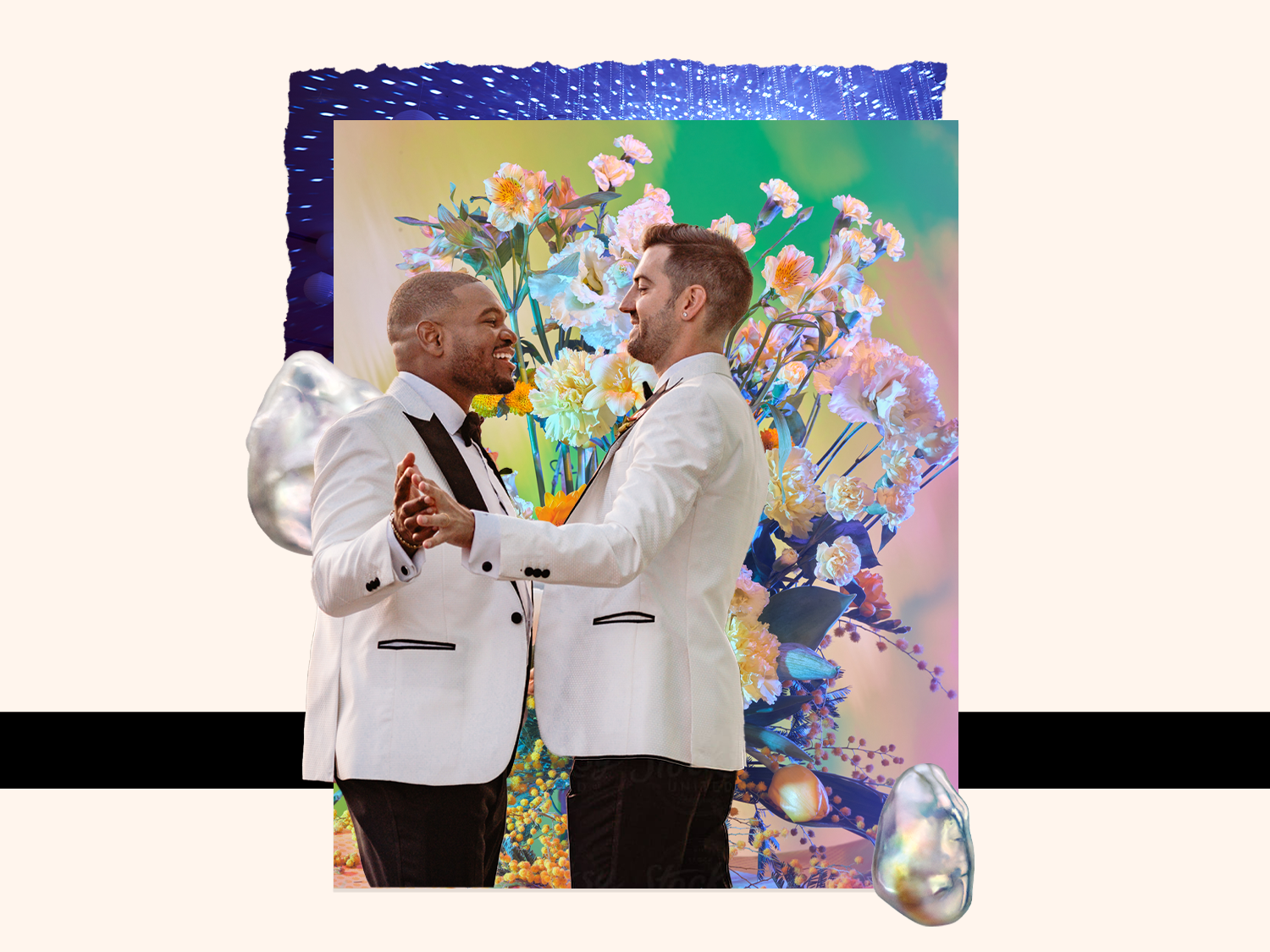 Collage of futuristic wedding photos