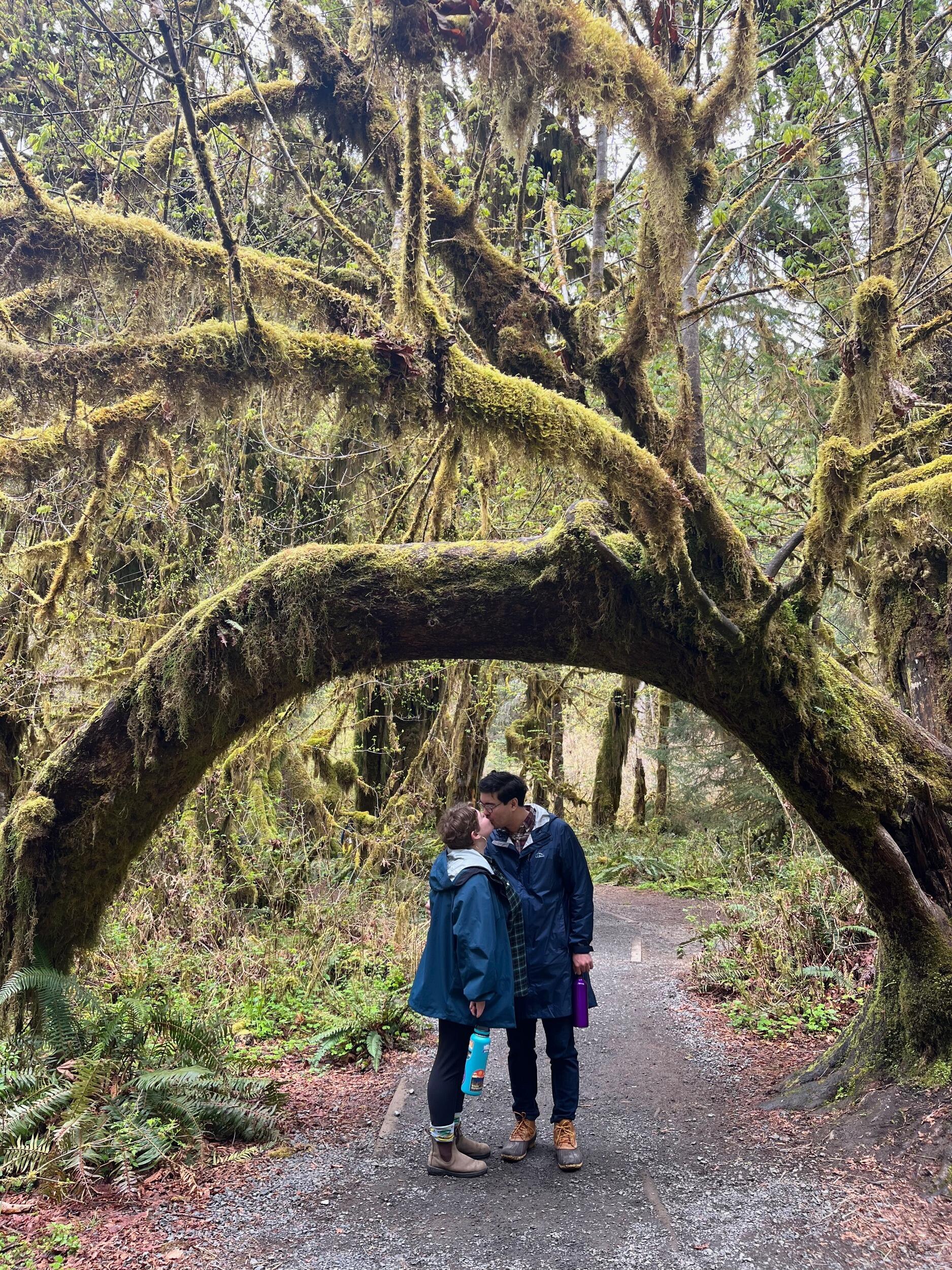 In May of 2023, we took our biggest trip yet and visited Seattle and Washington's three national parks: Mt. Rainier, Olympic, and North Cascades. Here we are at the Hoh Rainforest living out Cara's lifelong Twilight fantasies!
