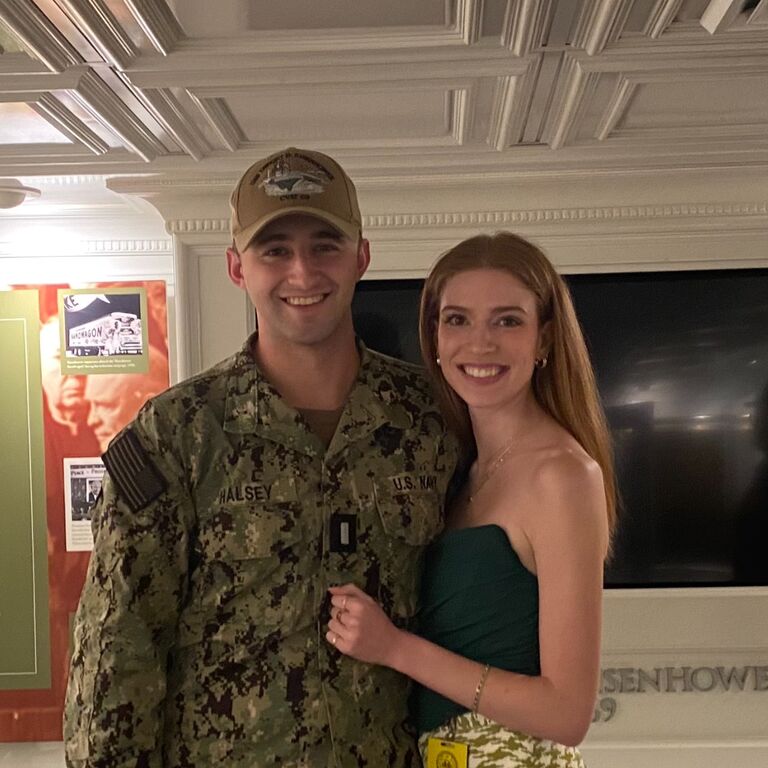 Justin ranking up from Ensign to Lieutenant JG