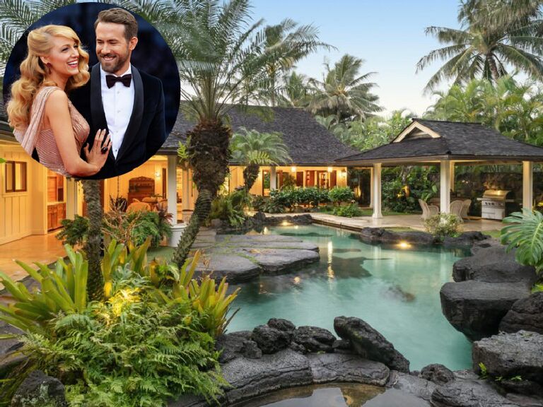 Luxury Hawaiian home rental; Inset: Blake Lively and Ryan Reynolds