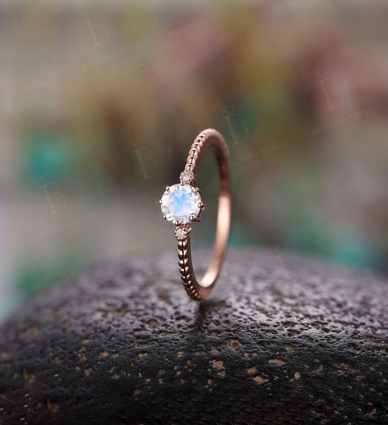 Moonstone diamond on sale engagement ring