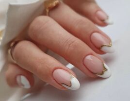 French manicure wedding nails with gilded edges