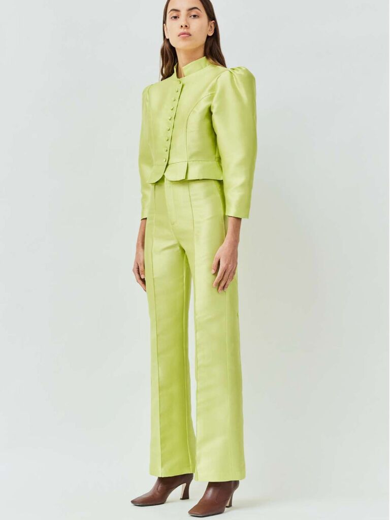 Destree green silk jacket for bridesmaids