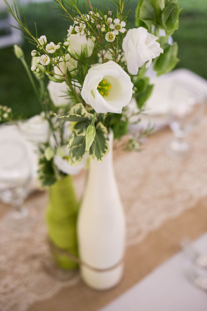 Painted Bottle Centerpiece Vases