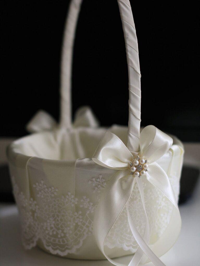 gold wire flower girl basket