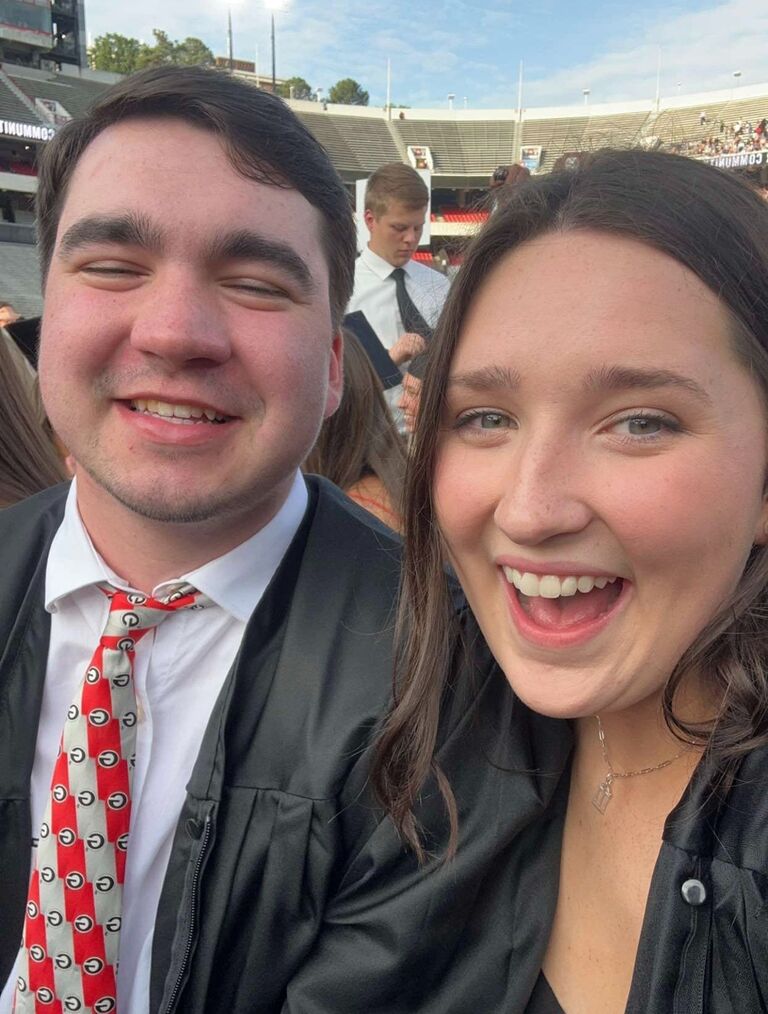 Kyle and Holly graduated from the University of Georgia together. Holly graduated with a bachelor's degree in Elementary Education, and Kyle graduated with a bachelor's degree in Risk Management and Insurance. 