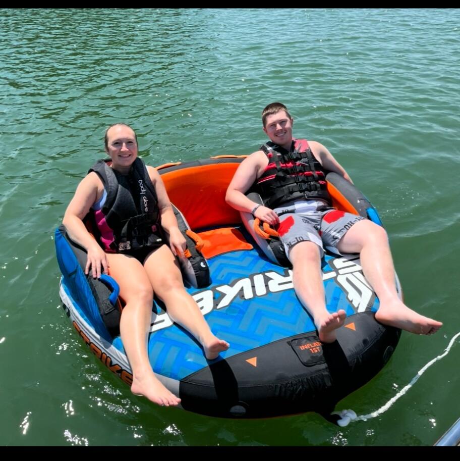 First trip to Lake Cumberland! Curtis got Caroline on the tube!