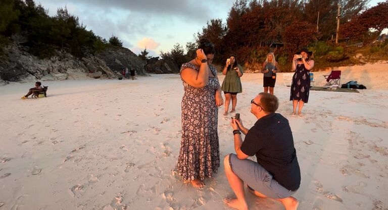 Holiday like no other in Bermuda. With help from friends and family I popped the question. Sunrise trip to the beach and surprised Anita with a ring.