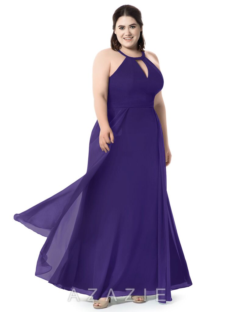 Plus size wedding store dresses with purple accents