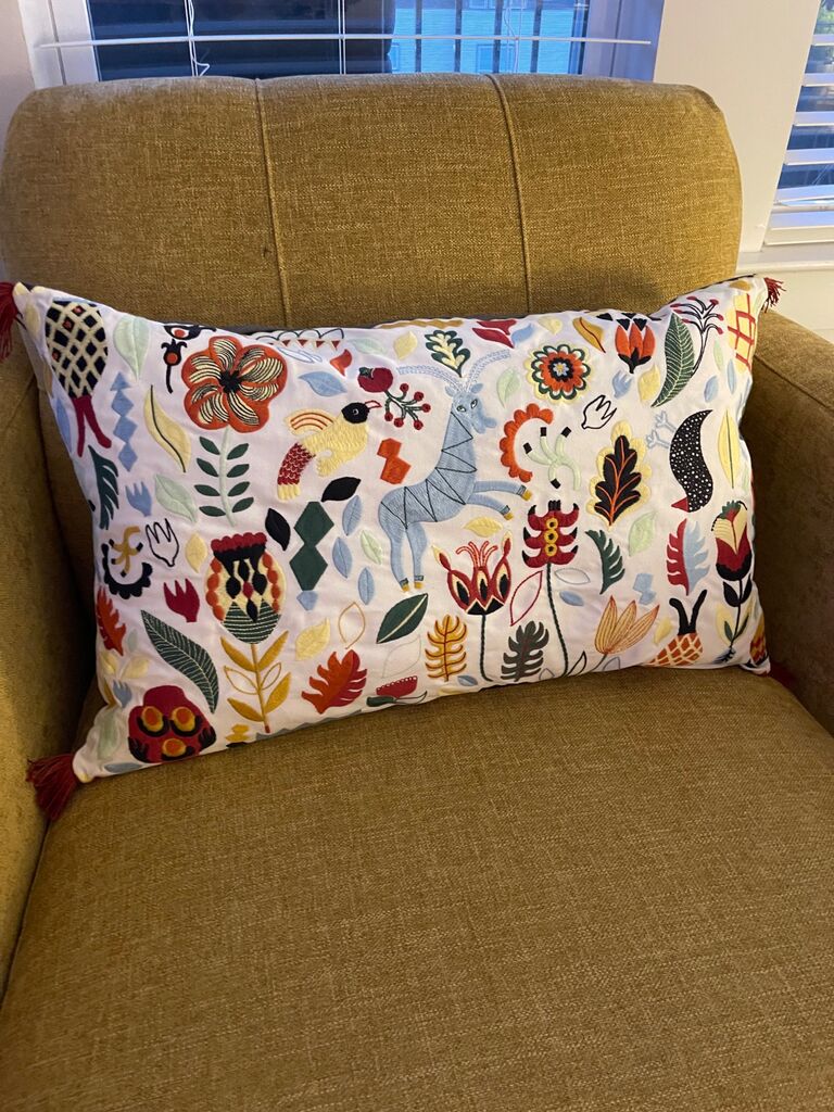 The pillow that lasted 3 days in the house before Maui pulled the bird out.