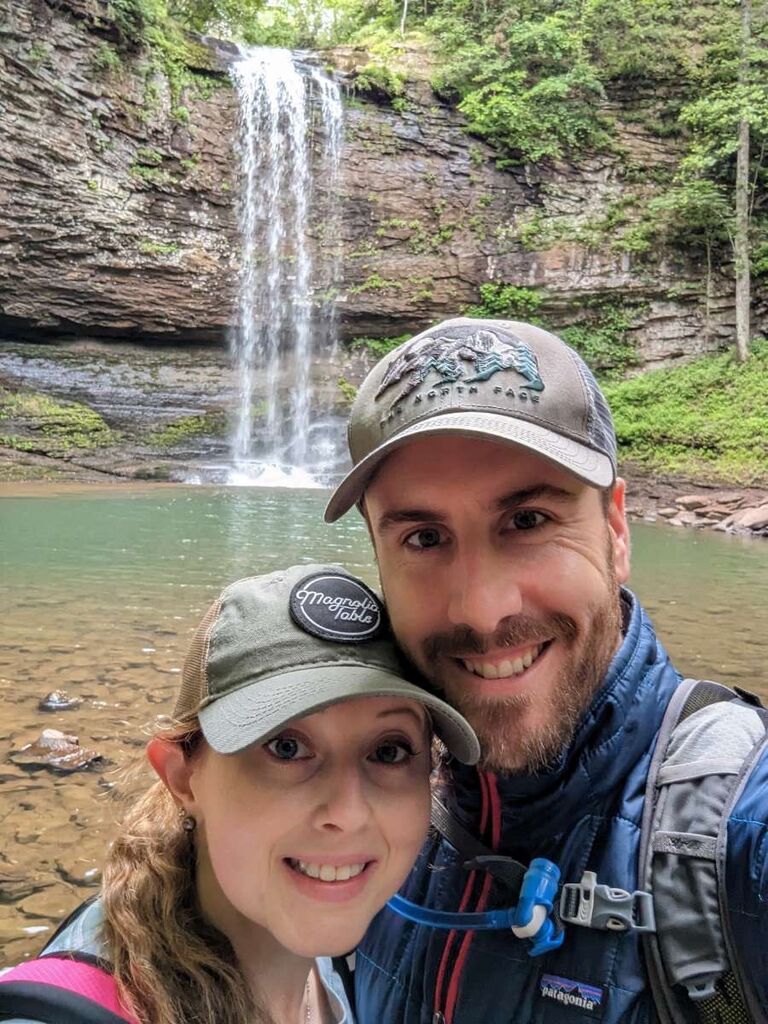 On our first big road trip together, we stopped in Lookout Mountain Georgia. We absolutely loved exploring the area, including downtown Chattanooga, Cloudland Canyon State Park where this photo was taken, and other highlights in the area.