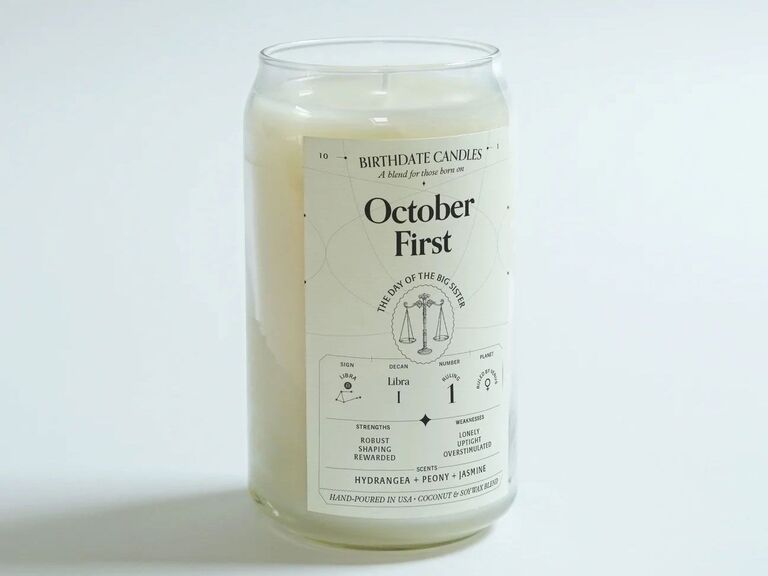 October First birthdate candle sister-in-law gift