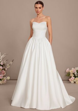 Fall in love with the JJ's House Malva Ball-Gown/Princess Strapless Satin Wedding Dress! A timeless and elegant design crafted to make your dream wedding a reality. Shine with confidence as you walk down the aisle.