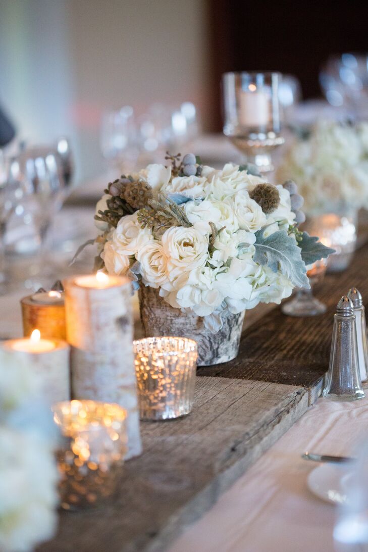 Rustic Wood and Candle Centerpieces