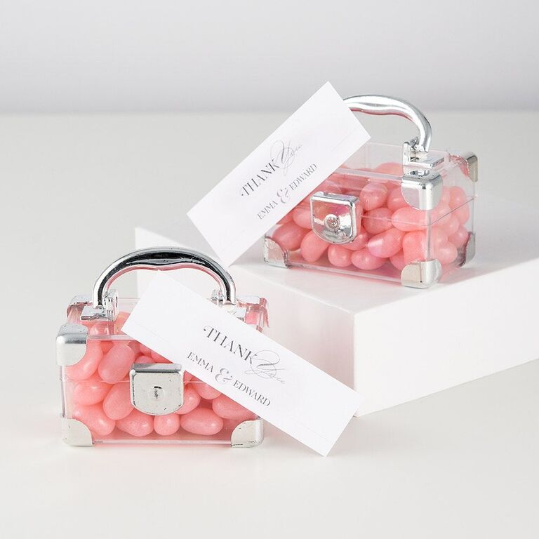 Small jellybean containers with a small thank you note