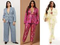 Three plus size wedding guest pantsuits