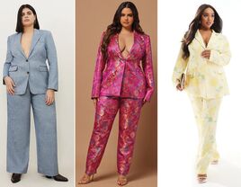 Three plus size wedding guest pantsuits